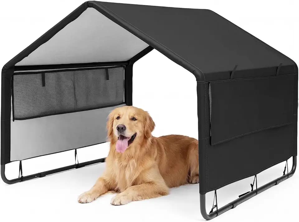 MEWANG Large Dog House Outdoor,Pet Shade Shelter Outside,Black