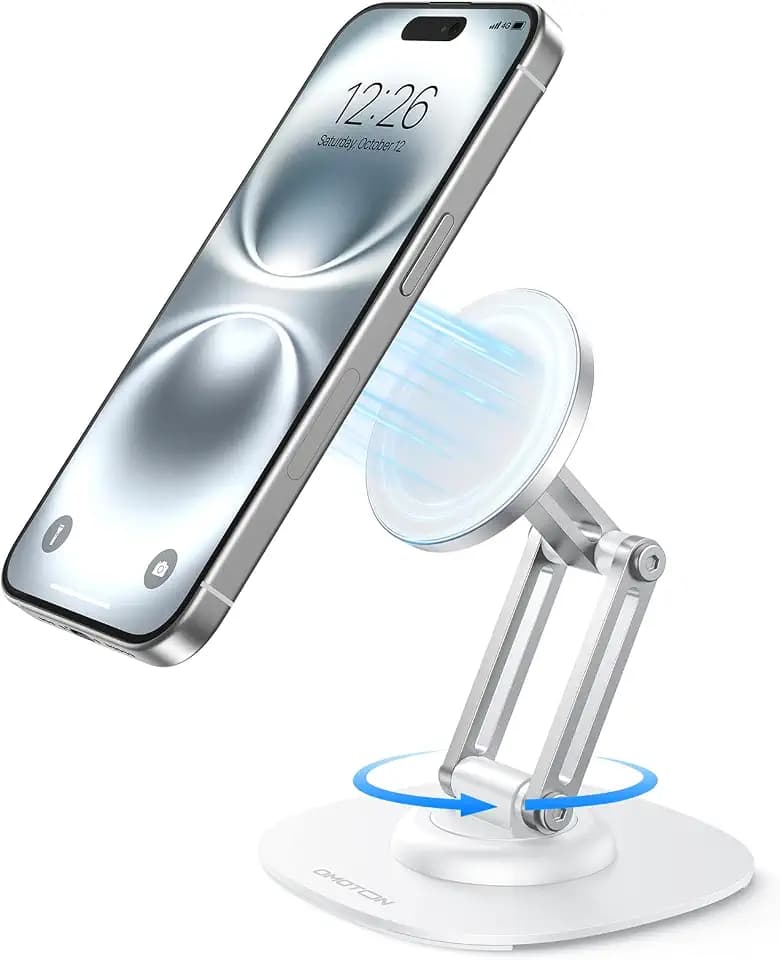 OMOTON MS04 [360° Rotating] Adjustable Magnetic Phone Stand for Desk, White