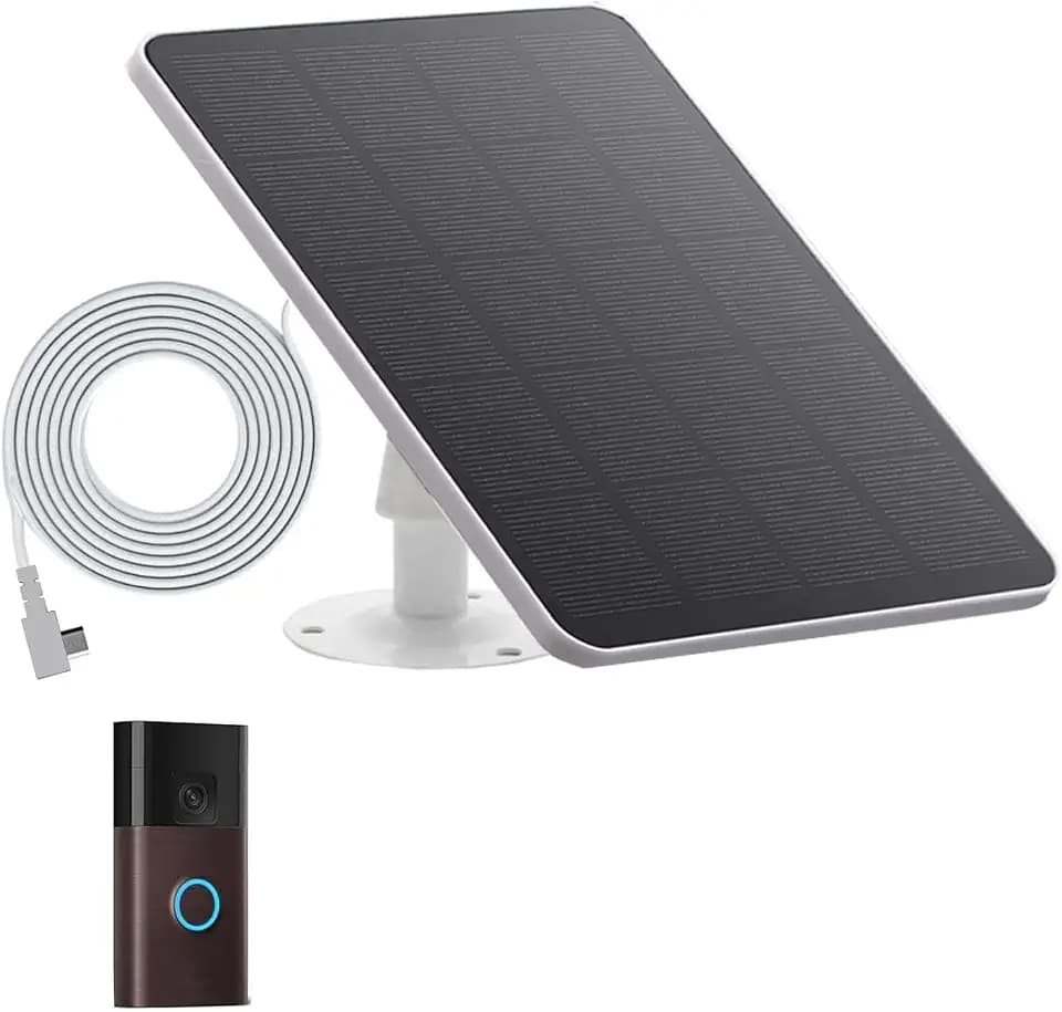 5W Solar Charge Compatible with Ring for Video Doorbell (2nd Generation - 2020 Release) （White）