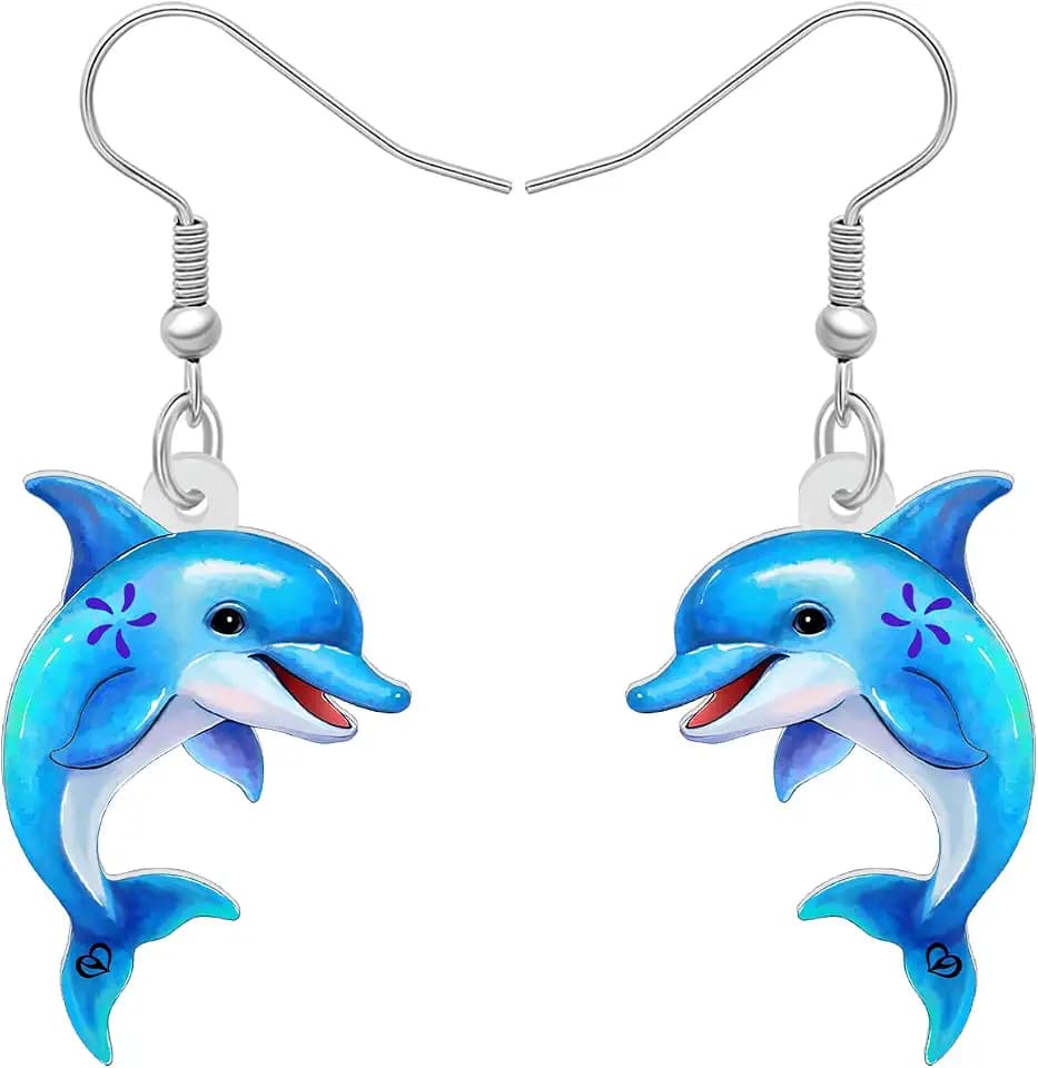 Fun Dolphin Earrings Dangle Acrylic Ocean Animals Jewelry Sea Gifts for Women Summer Charms