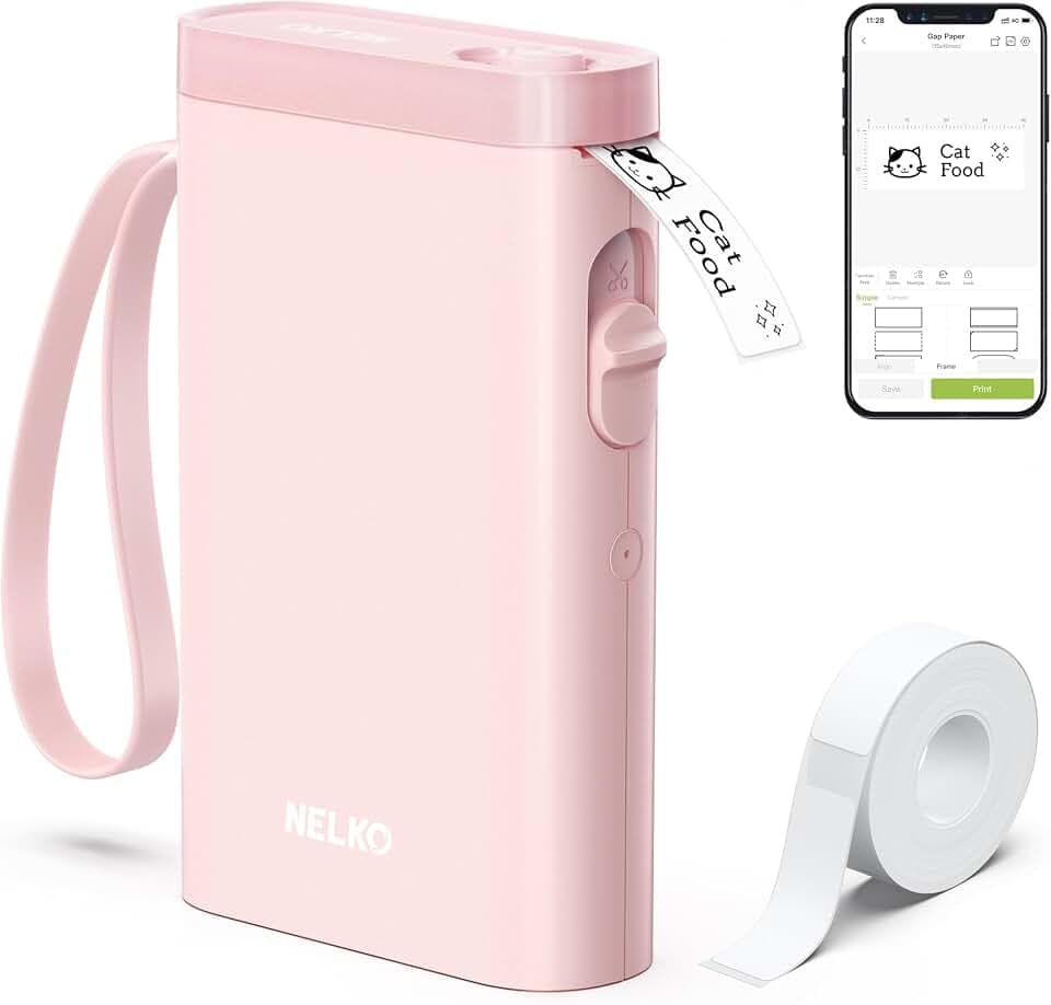 Nelko Etikettendrucker,Bluetooth P21 Selbstklebendes Etikettiergerät Rosa