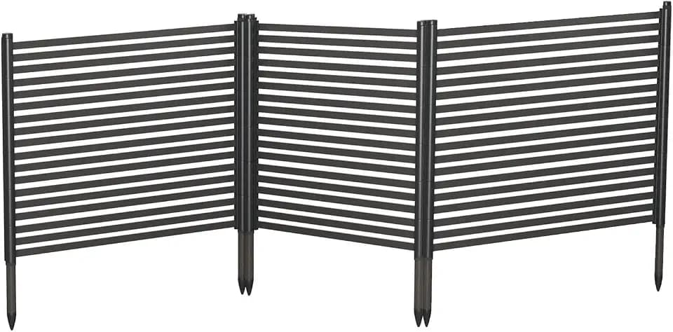 GarveeHome 3 Stück Gartenzaun aus Metall, 270 x 124 cm, Sichtschutzwand ohne Graben, Tierbarriere für Haustiere, Moderner Steckzaun Zaunelementenfür Garten, Hof & Terrasse, Schneller Aufbau