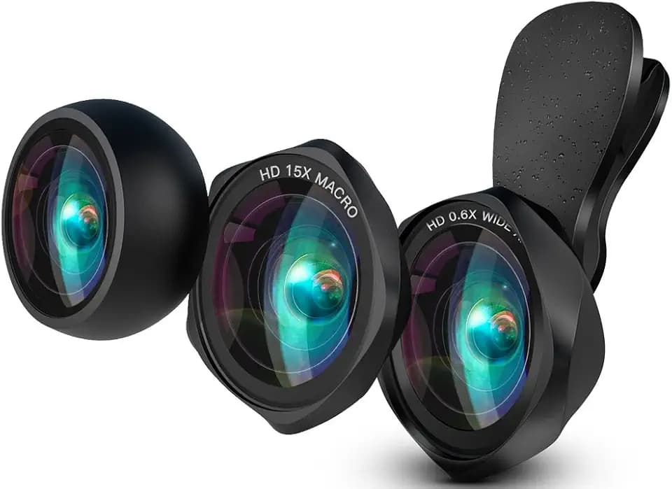 LUXSURE 3 in 1 Handy Objektiv Universal Hoher Klarheit Smartphone Linse 100°weitwinkel objektiv+15X Makro+fisheye objektiv Linse für iPhone XS max/x/8 Samsung Huawei Smartphone/iPad/Tablet/Notebooks