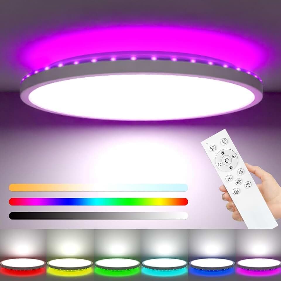 zemty LED deckenlampe Dimmbar RGB Farbwechsel mit Fernbedienung