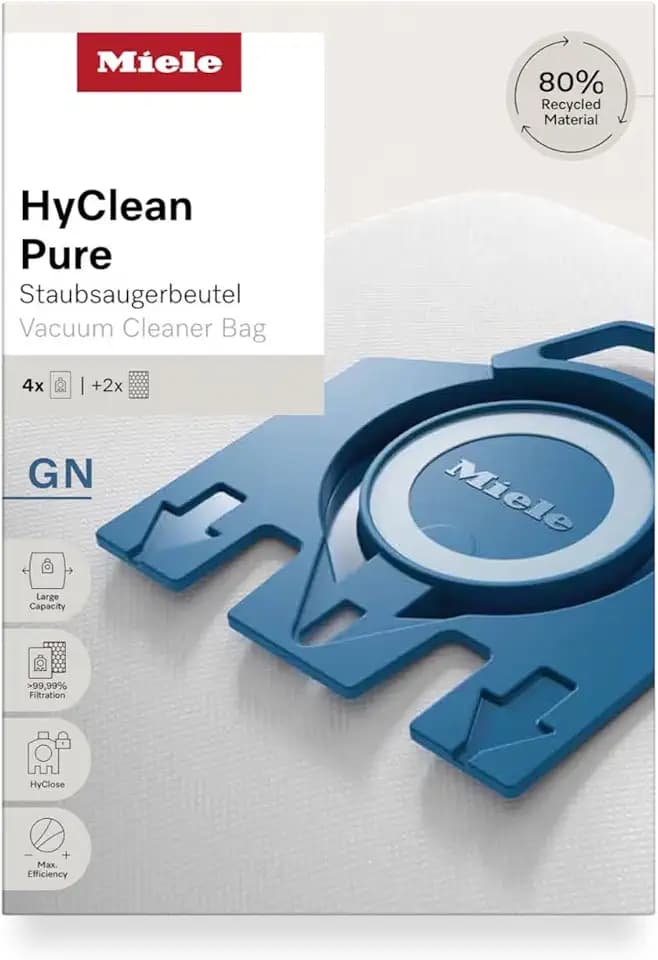 Miele Original Zubehör - Staubsaugerbeutel HyClean Pure GN / Mit bester Filtrationsleistung / Schließt den Staub sicher im Staubsauger ein / Automatischer Beutelverschluss (12281680)