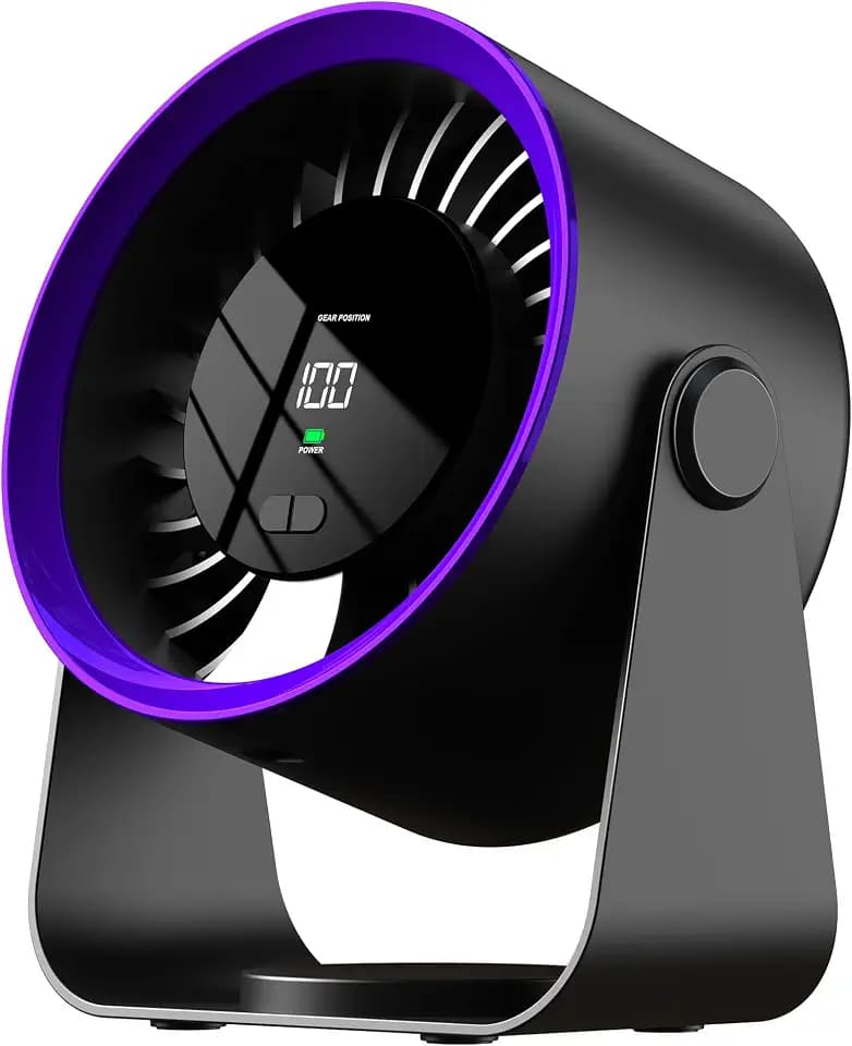 Tischventilator, Tragbarer Turbo-Ventilator Geräuscharme Kühlung Deckenventilator, USB-C kleiner Ventilator für Outdoor Camping/Haus/Büro (Violett)