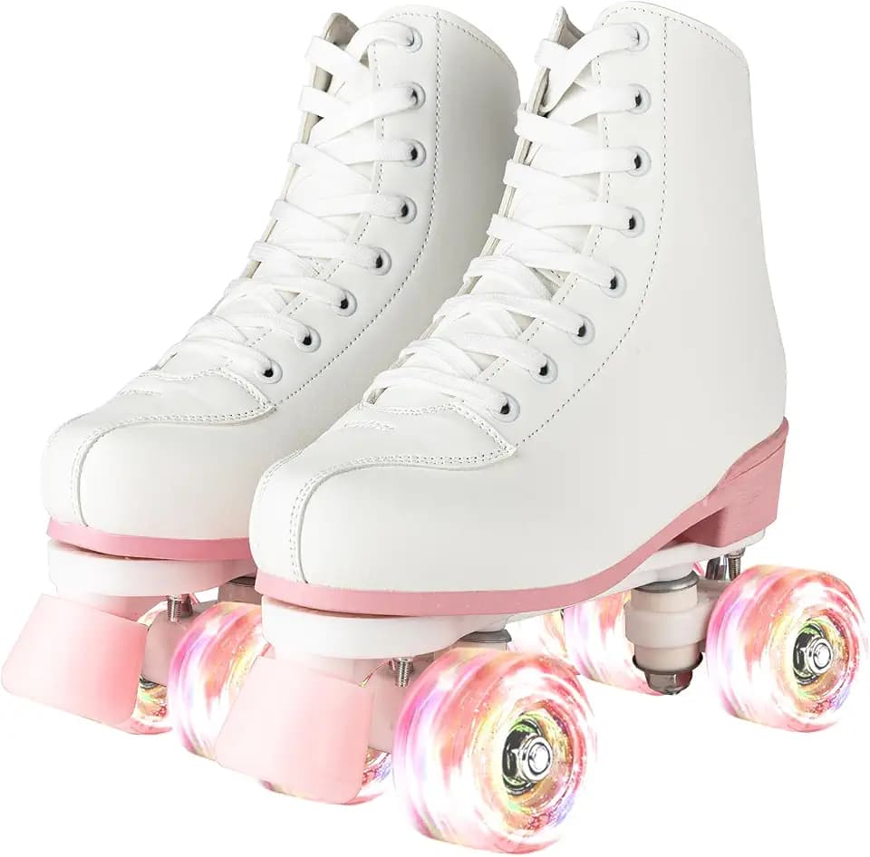 Unisex Roller Skates Double Row Four Wheels High-top Roller Skates Lightning Pattern for Beginners Womens Mens Boys and Girls