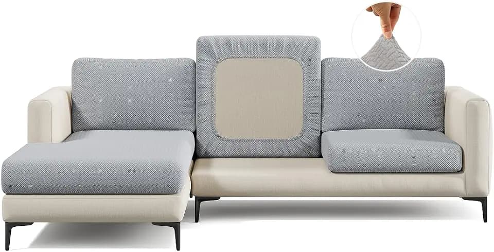Nolan Interior Magic Sofa Cover - Classic Jacquard Sofa Seat Couch Cover - Pet Proof, Easy Install, Stretchy Slipcover - Small, Chrome Grey