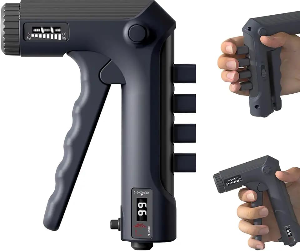 Handkraft Trainer, Grip Strength Trainer Einstellbar, Grifftrainer für Hand Training, Finger Trainer mit Mechanischem Zählwerk, Handmuskeltrainer mit Zwei Trainingsmodi, Griffkraft Trainer 1 Stück