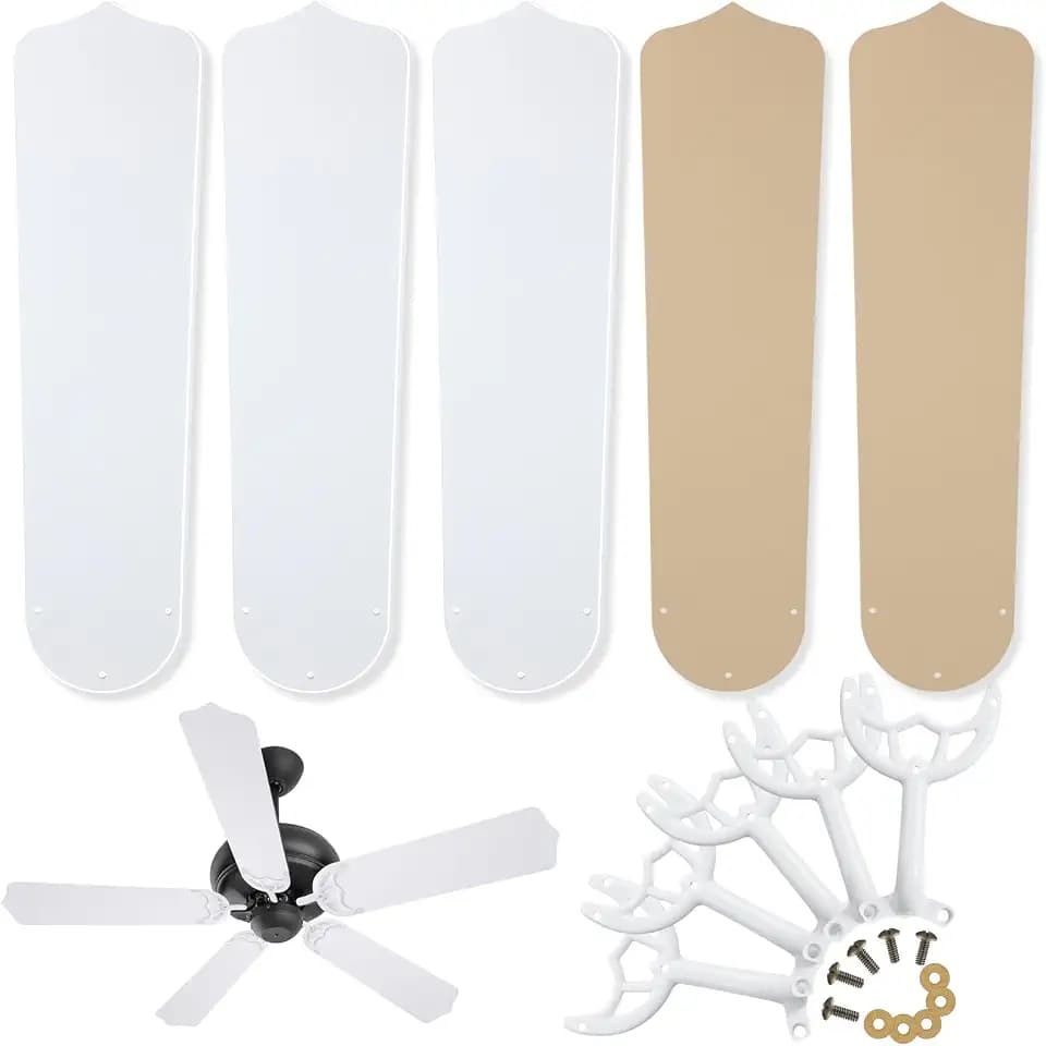 Yaocom Ceiling Fan Replacement Blades and Arms,Pointed Toe,Matte White