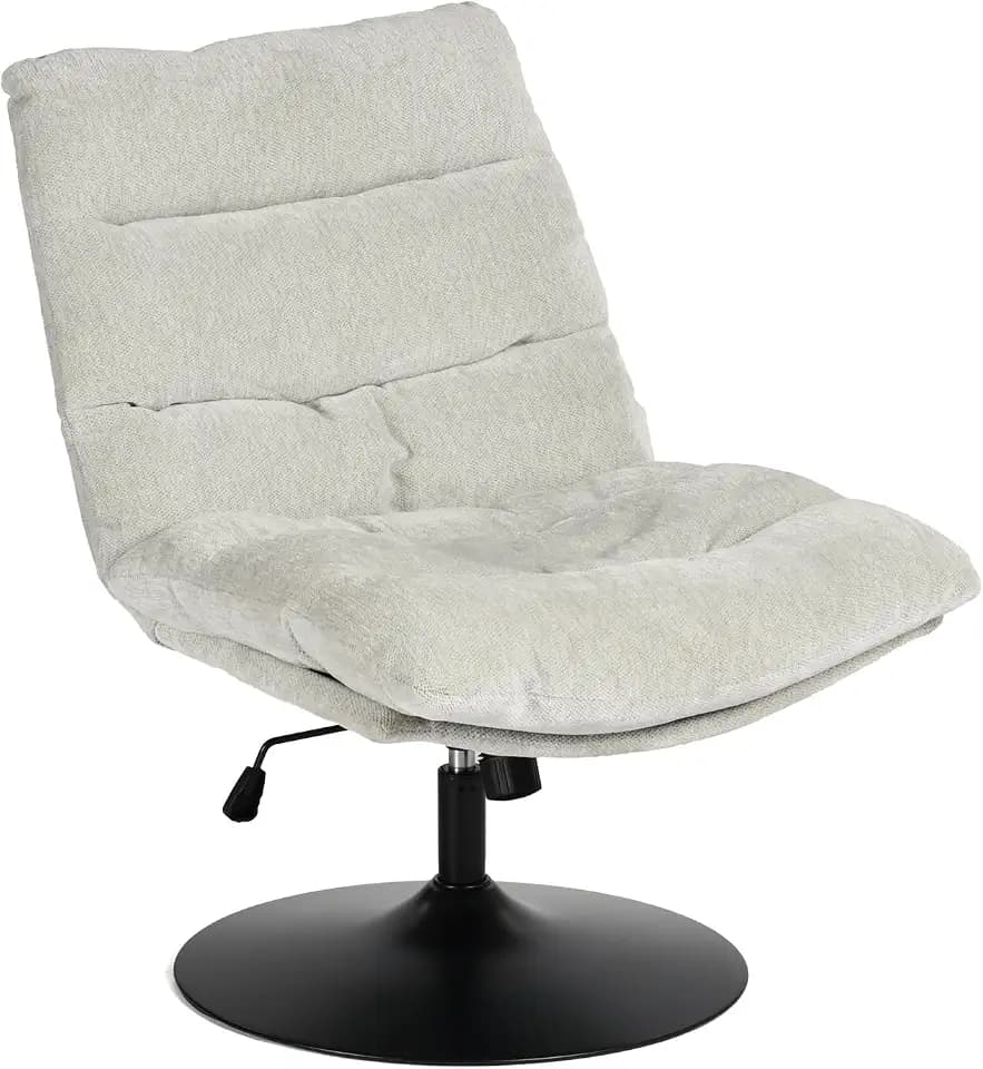 MEUBLE Cosy Sessel Lehnstühle Lounge Bürostuhl mit höhenverstellbar Wippfunktion Relaxsessel 360° Drehbar Schminkstuhl Polsterstuhl für Schlafzimmer Wohnzimmer Büro Vanity, Chenille-Stoff, Grau