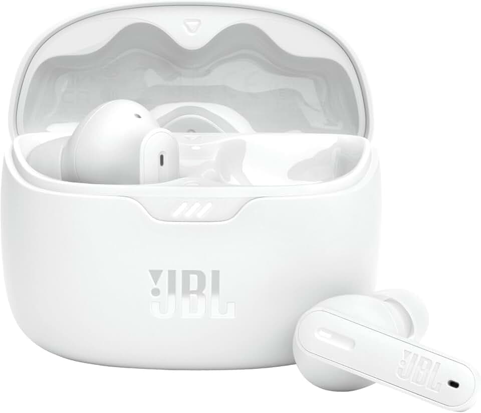 JBL Tune Beam – Wasserresistente, True-Wireless In-Ear-Kopfhörer mit Noise-Cancelling - Weiß – Mit bis zu 48 h Musikwiedergabe