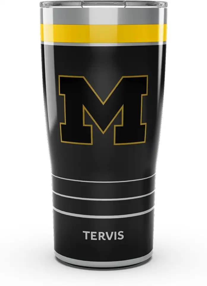 Tervis Traveler Michigan Wolverines - Night Game Triple Insulated Tumbler Travel Cup Keeps Drinks Cold & Hot, 20oz, Stainless Steel