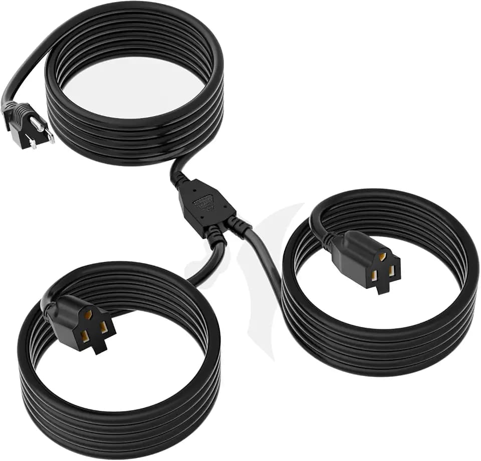 2 Way Power Extension Cord Splitter 25 Ft Total (13+6+6)-3 Prong 1 to 2 Extension Cord Cable Y Splitter-Outlet Adatper-SJTW Outdoor for Halloween Christmas Lighting Landscaping-16AWG 13A 125V-UL-1T2