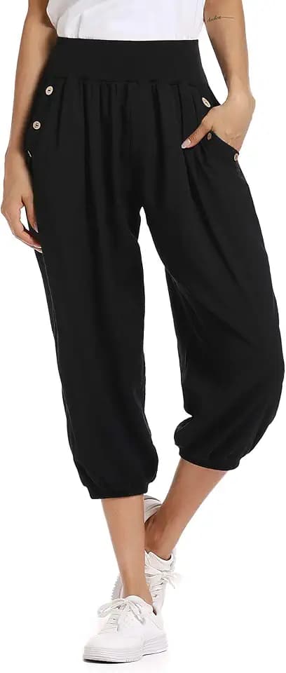 MISS MOLY Damen 3/4 Länge Haremshose Pumphose Sommerhose Yogahosen Bequeme Freizeithose