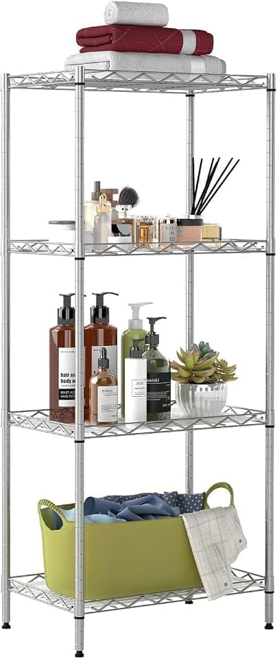 BestOffice | 4-Tier Wire Shelf | 12" x 18" x 44 | Chrome