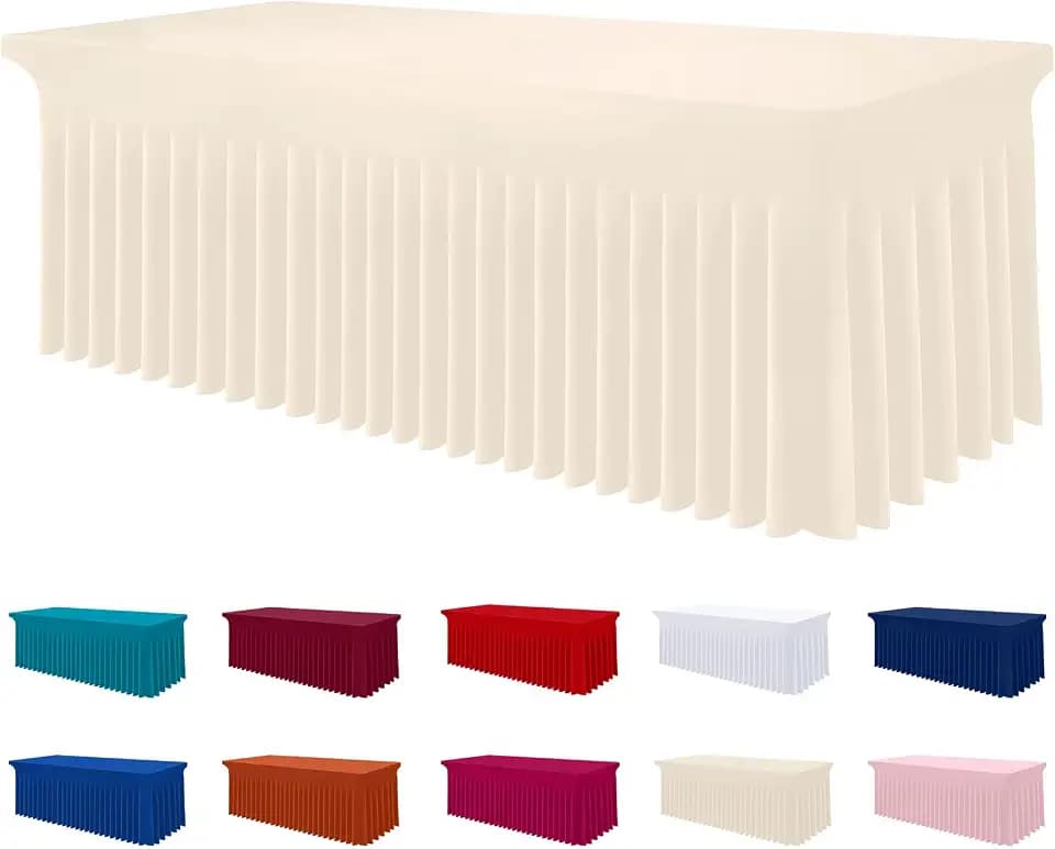 Smiry Spandex Elastic Fitted Table Cloth Skirt for 6FT Rectangle Table