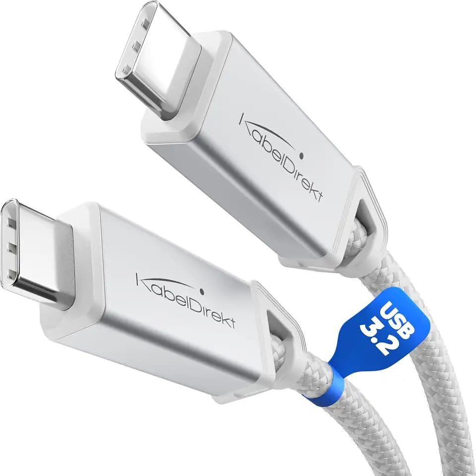 KabelDirekt – USB-C-Kabel – 0,6m – 4K, 20Gbit/s, 240W, Weiß