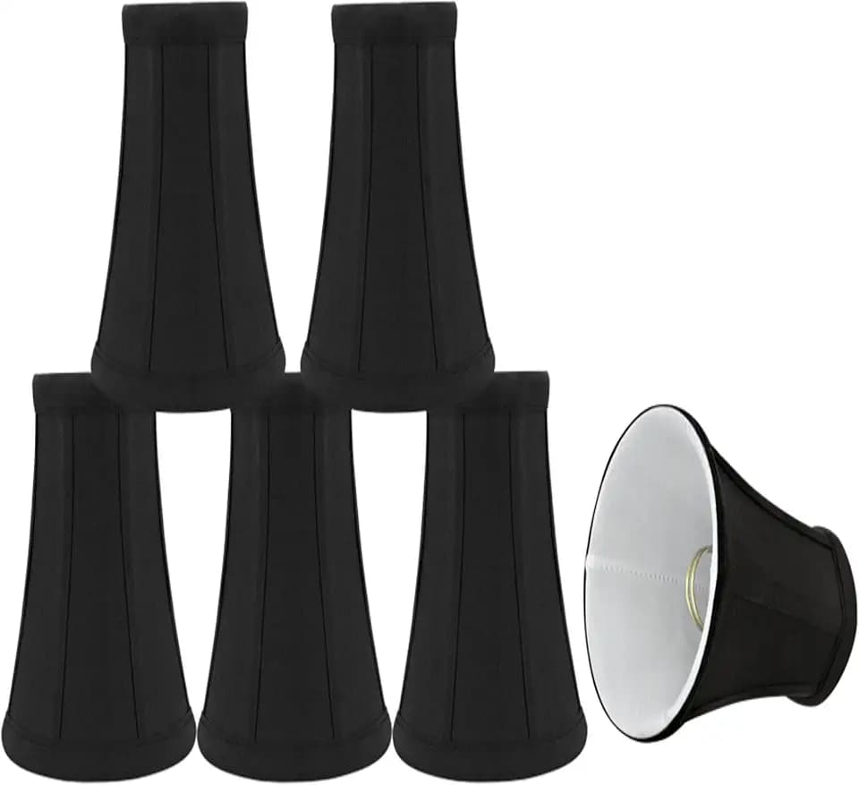 Aspen Creative 30244-6A, Bell Clip-On Chandelier Lamp Shade, Black, 2-1/2" Top x 4" Bottom x 5" Slant Height, Set of 6