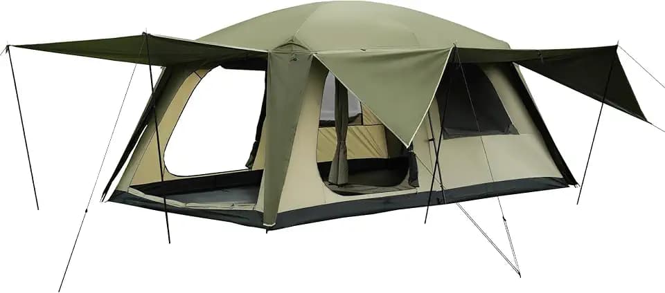 Vidalido 8-10 Person Camping Tent with 3 Door 2 Room Large