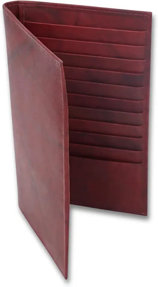 20 Card Wallet for Men, Long RFID Leather Credit Card Holder, Burgundy