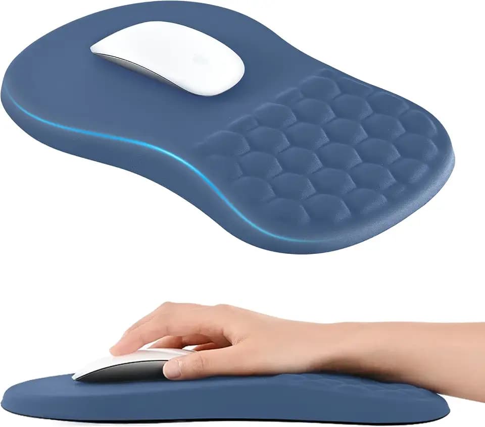 EooCoo Mousepad mit Handauflage, Mauspad XXL & Massage-Noppen, Blau