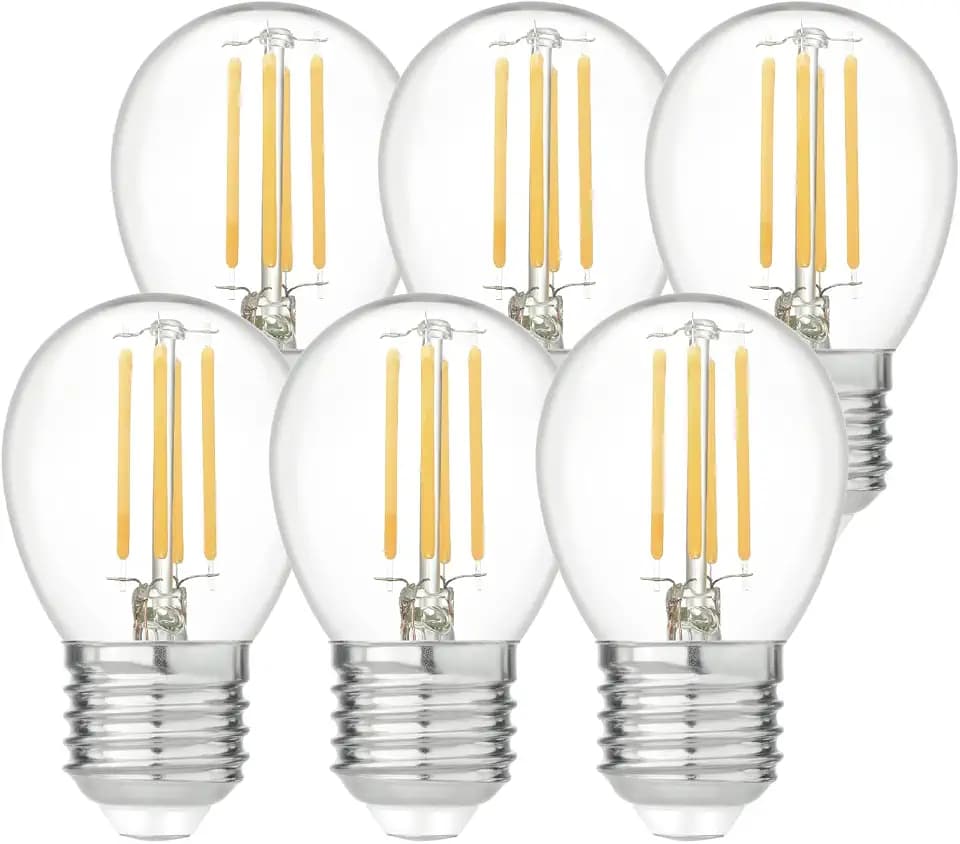 Garza - 6er-Pack LED-Kugelfaden-Glühbirne, E27-Fassung, warmes Licht (2700k), 4W, 470 Lumen, 240° Abstrahlwinkel, CRI 80.