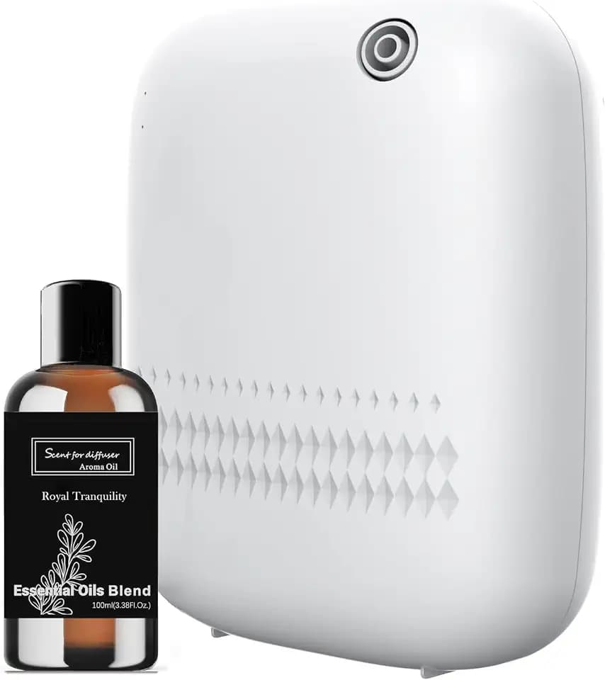 Waterless Essential Oil Diffuser, Scent Air Machine for Home Cover Up to 2000 sq.ft, Hotel and Commercial Use 400ML Diffuser with 100ML Royal Tranquility Fragrance Oil for Spa, Office