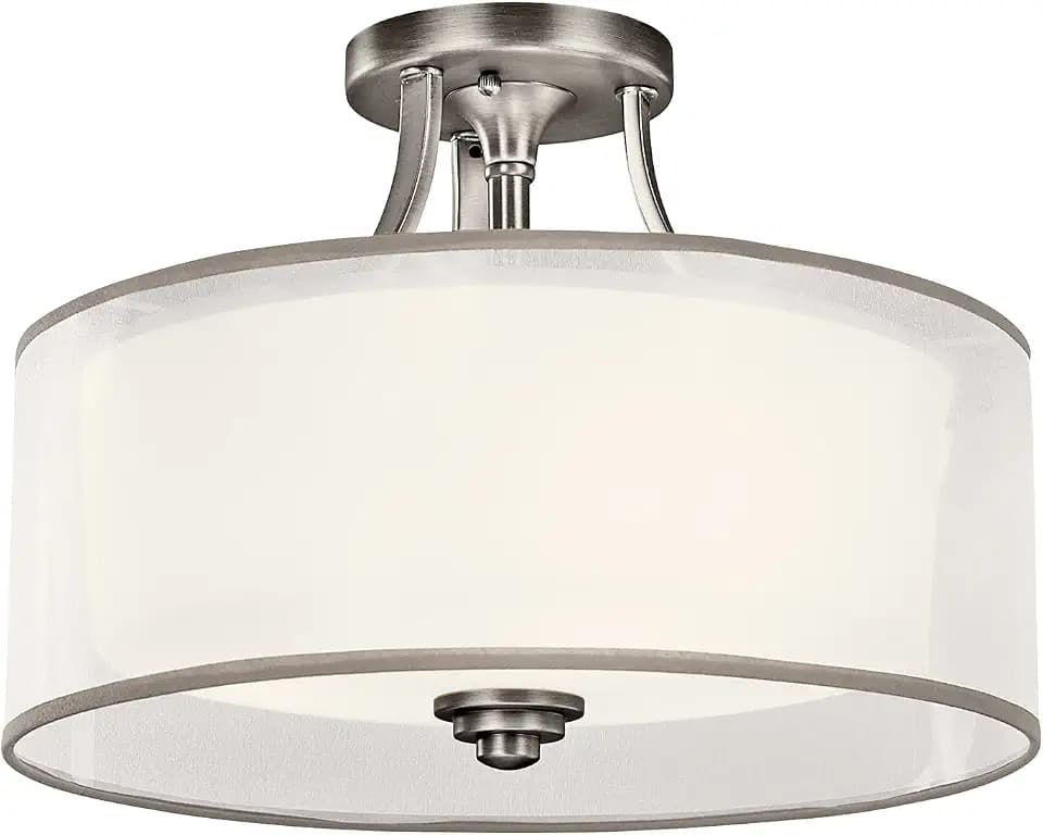 Kichler Lacey 15" 3-Light Semi-Flush Mount Light, Antique Pewter