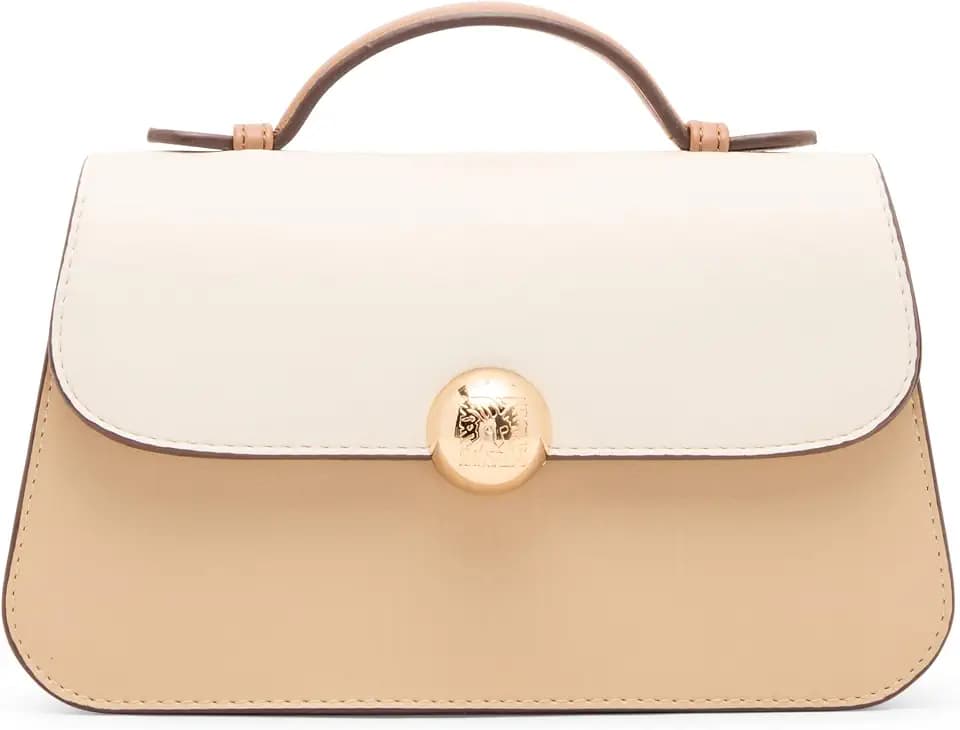 Anne Klein Women's Flap Crossbody with Detachable Strap, Mink/Panna Cotta/Pearl White