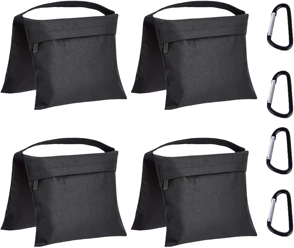 Amazon Basics Photography Sand Bags for Light Stands with Handle, 4-Pack, Black