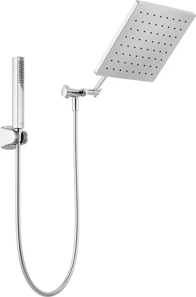 Delta Faucet 10-inch Raincan Shower Head and Hand Held Shower Combo, Chrome Square Shower Head, Rainfall Shower Head, Hand Shower, High Pressure Shower Head, 1.75 GPM Flow Rate, Chrome 75527