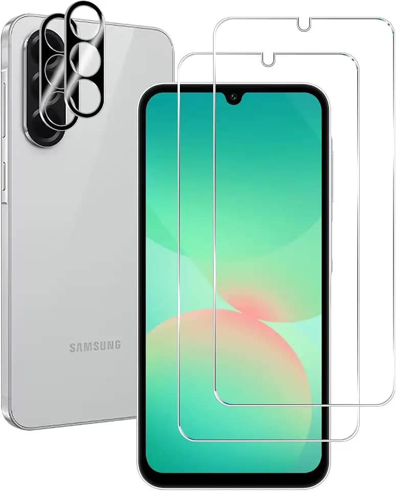 BIGFACE Galaxy A26 Tempered Glass Screen Protector + Camera Lens Protector [2 + 2 Pack][Case Friendly][Anti-Scratch][Ultrasonic Fingerprint Unlock] HD Protective Film for Samsung Galaxy A26