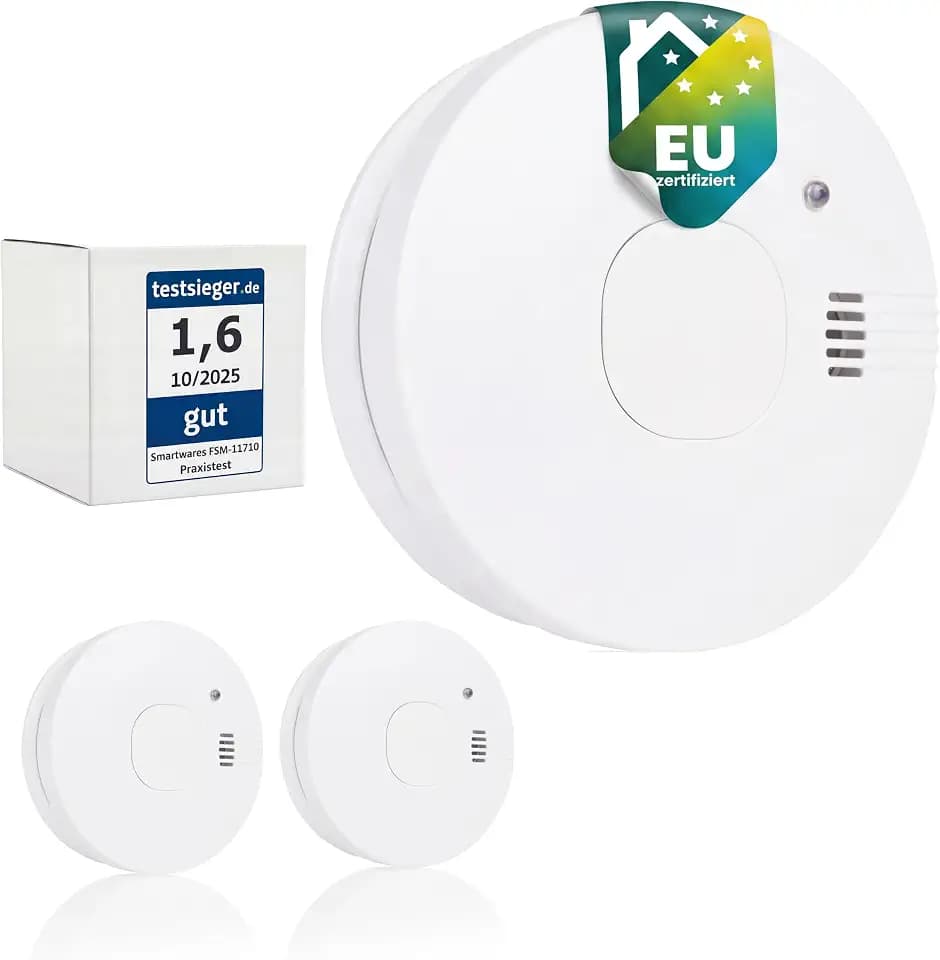 Smartwares Rauchmelder, 10-Jahres-Sensor, Austauschbare Batterie, 2er-Pack