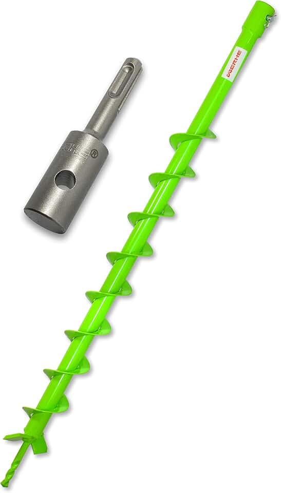 WERHE Erdbohrer für bohrmaschine mit SDS Plus adapter ⌀60 mm, 80cm länge – Brunnenbohrer, Baumpflanzung, erdlochbohrer, Pfahlbohrer, Durchlässenbohrer – Präzise Bohrspitze und Hartmetallklingen