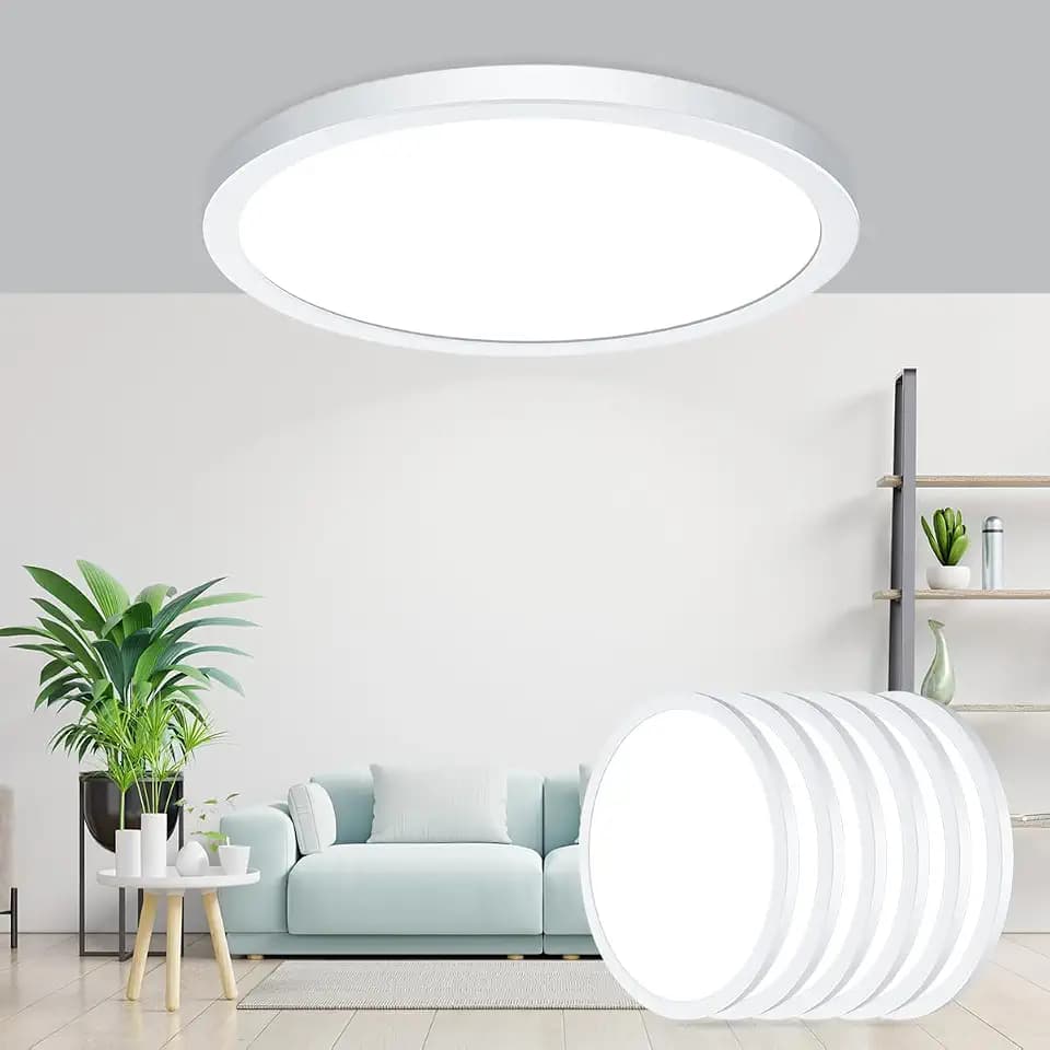 AMKI 6Pack 8 Inch LED Flush Mount Ceiling Light 18W 6000K Daylight White Super Bright LED Ceiling Light,Ultra-Thin Round White Lamp,Ceiling Lamp for Bedroom Kitchen Hallway Laundry Basement