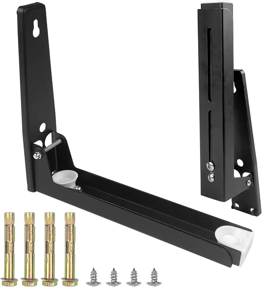 Frevoitna 2 Stk Mikrowellenhalterung Wand, Mikrowelle Halterung aus Edelstahl, Faltbarer Wandhalterung Mikrowelle, Mikrowellen Halterung Ausziehbar, Mikrowellen Halter, Mikrowellen Wandregal