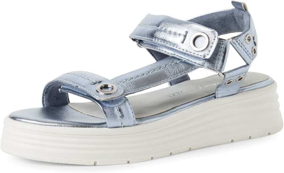 Marco Tozzi Damen Sandalen flach mit Klettverschluss Plateau