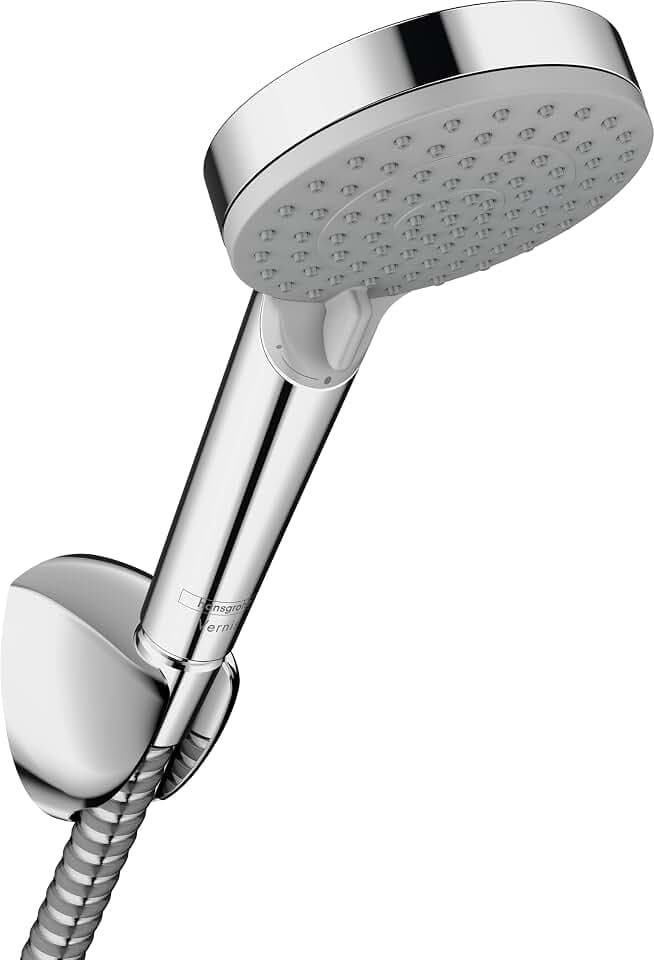 hansgrohe Vernis Blend - wassersparendes Duschset, runder Duschkopf 9,7 l/min (EcoSmart) mit Duschschlauch 1,60m und Duschkopfhalterung, Handbrause mit 2 Strahlarten, Chrom