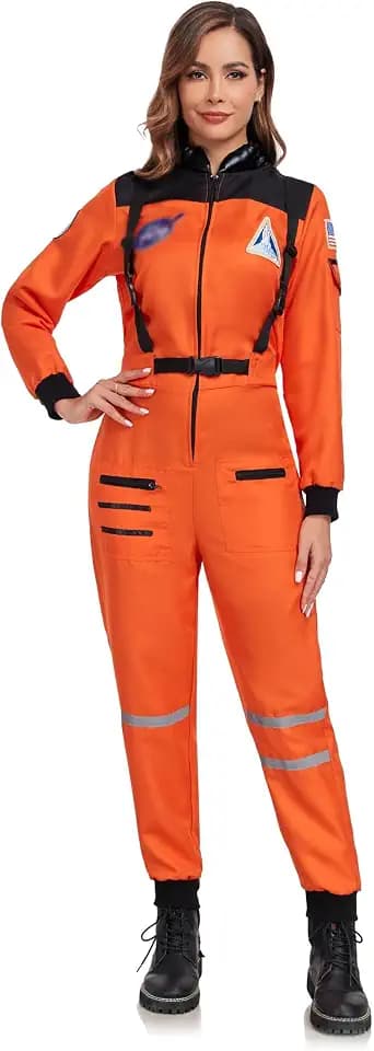 Womens Astronaut Costume Adult Space Suit Halloween Dress up