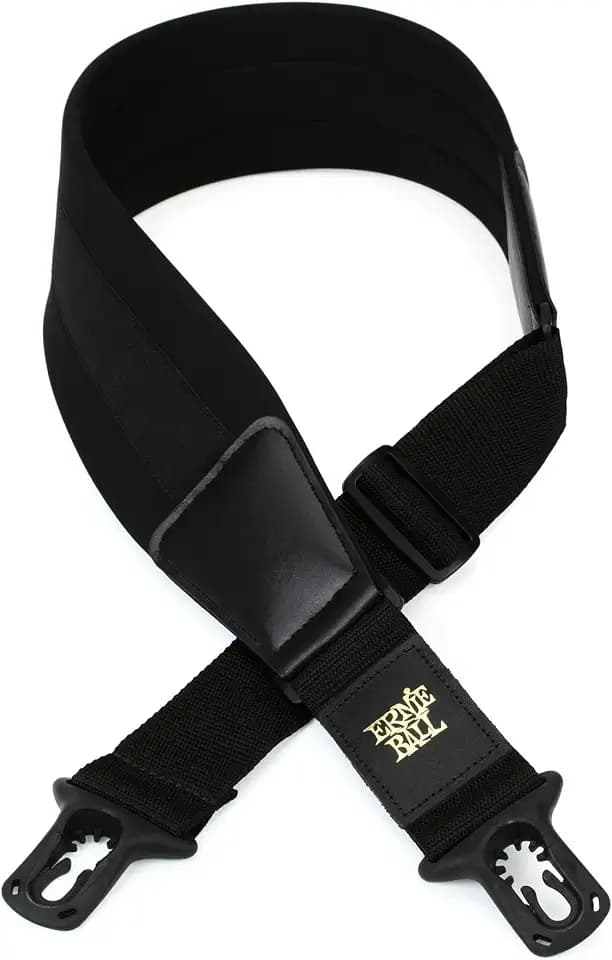 Ernie Ball Neoprene Polylock Comfort Guitar Strap, Black, Wide (P04146)