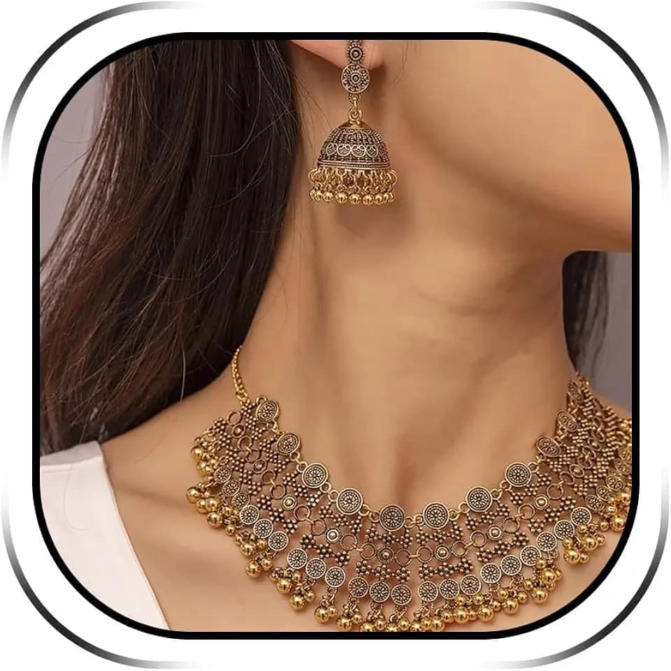 Harry and Henry Indian Jewelry Sets for Women Traditional Bohemian Wedding Jewelry Set Indian Dresses for Women Oxidized Ethnic Party Prom Wear Outfits