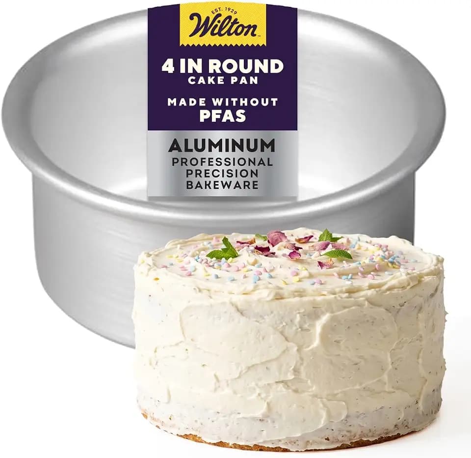 Wilton Aluminum Round Cake Pan, Made Without PFAS, 4 x 2 in.