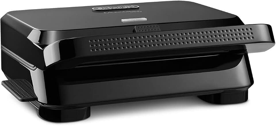 DeLonghi SW12B.BK Elektrogrill, 800 W, Kontaktgrill, Tisch, Gitter, Schwarz ( Toaster fuer Sandwich )