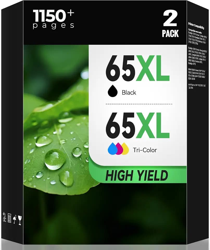 65XL 65 Ink Cartridges work for HP 65 XL Ink Envy 5055 Black&Tri-color