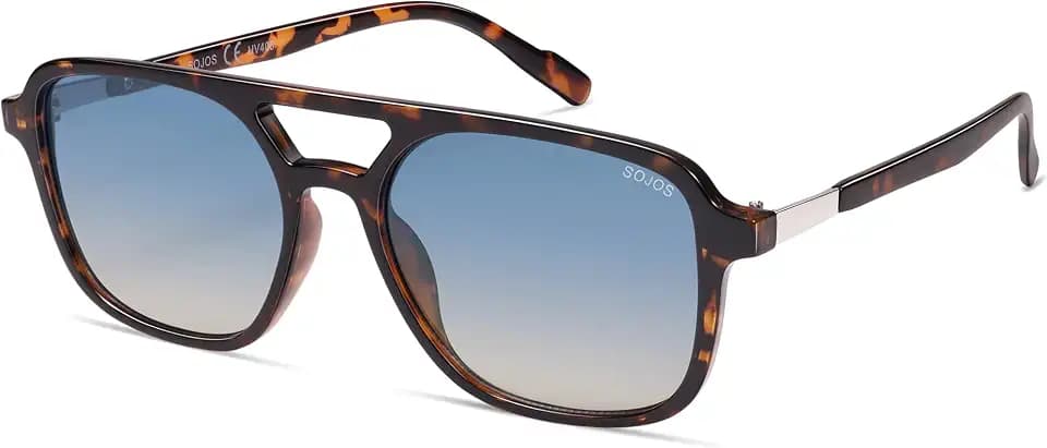 SOJOS Retro Aviator Sunglasses Womens Mens,Trendy Rectangle Shades SJ2202