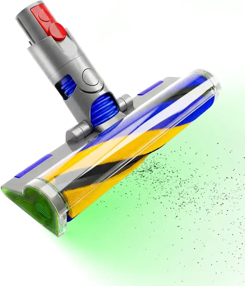 V12 Fluffy Optic Reinigungskopf für Dyson V12 Detect Slim und V9, Weichwalzenaufsatz, Stauberkennung mit grünem Licht, für Holzböden