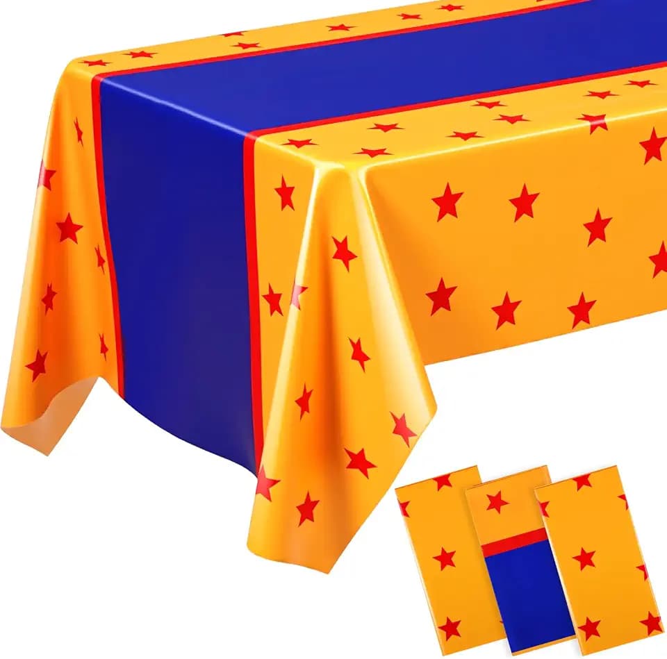 Oudain 3 Pcs Anime Theme Tablecloth Blue Red Yellow Stars Tablecloth