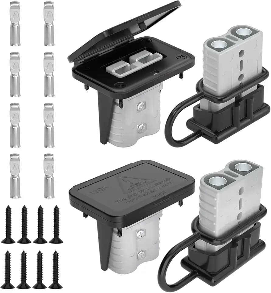 120 Amp Battery Quick Connect/Disconnect Connector Kit, 2-6 Gauge 600V with Mounting Bracket Waterproof Cap for Cars, Winches, Trailer(4 Pack) - Gray