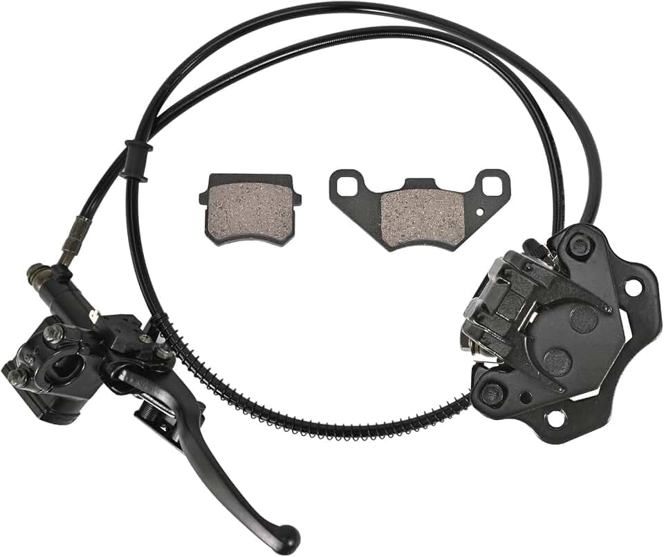 Trkimal Rear Hand Hydraulic Disc Brake Master Cylinder Caliper Assembly with Brake Pads for Chinese ATV Quad TaoTao Sunl Roketa NST Cool sport 50cc 70cc 90cc 110cc 125cc